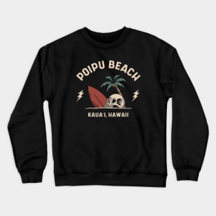 Vintage Surfing Poipu Beach Kauai Hawaii // Retro Surf Skull Crewneck Sweatshirt